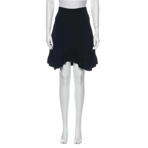 Chloe Black Midi Knee Length Ruffle Skirt L 10 - Picture 1 of 9